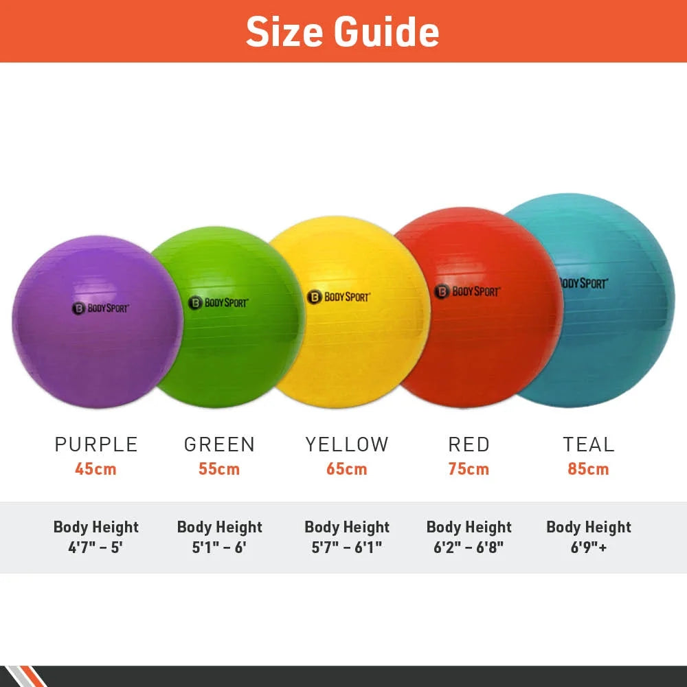 Green Fitness Ball (55 Cm), Pump & Exercise Guide Included