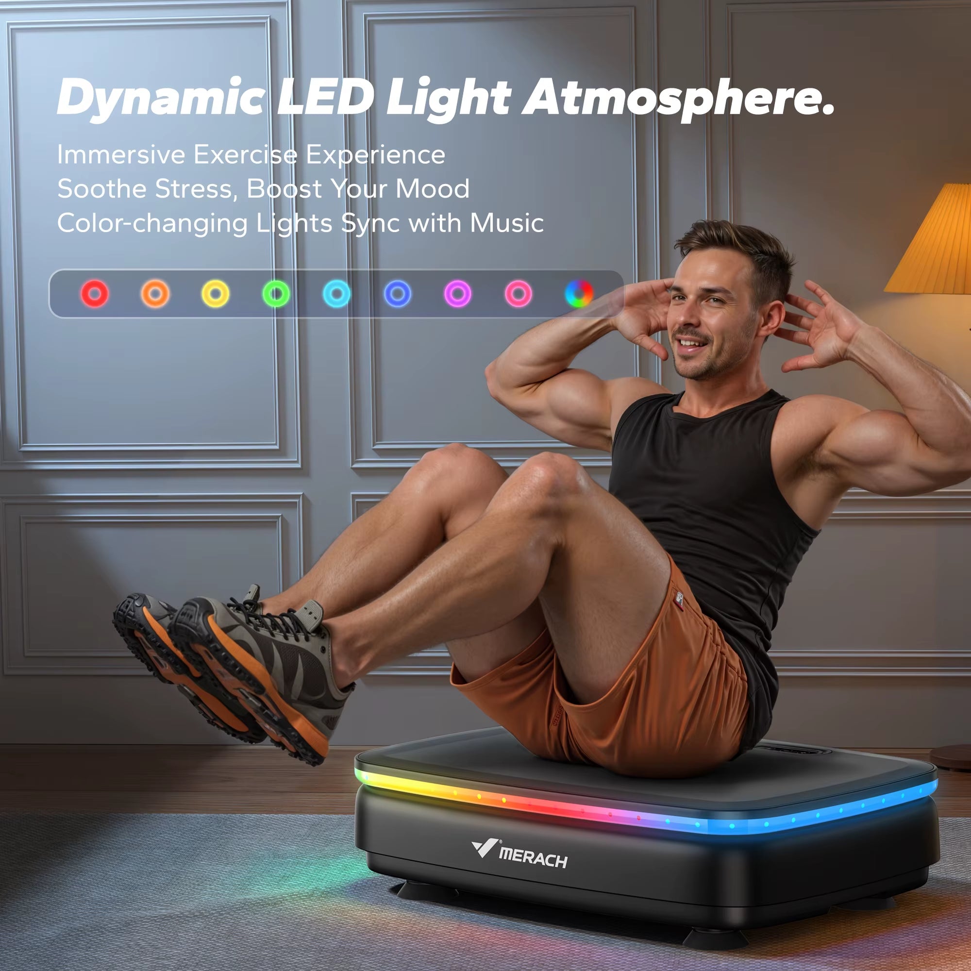 Vibration Plate Exercise Machine with Light Whole Body Workout Power Vibrate Platform Vibration Plate Lymphatic Drainage